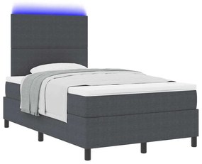 vidaXL LED Κρεβάτι με βάθρο Σκούρο Γκρι και Λευκό 120 x 200 cm