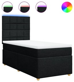 vidaXL Κρεβάτι Boxspring με Στρώμα Μαύρο 90x200 εκ. Υφασμάτινο