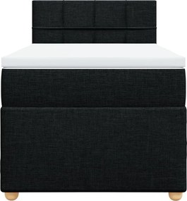 vidaXL Κρεβάτι Boxspring με Στρώμα Μαύρο Single Υφασμάτινα