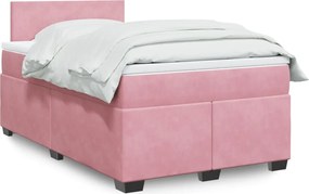 vidaXL Κρεβάτι Boxspring με Στρώμα Ροζ 120x190 εκ. Βελούδινο