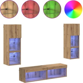 vidaXL Μονάδα Τοίχου Τηλεόρασης 6 pcs Artisan Oak Επεξεργασμένο ξύλο