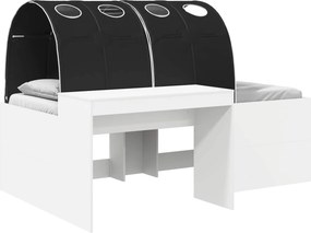 vidaXL Κρεβάτι με Σήραγγα 4 τμχ. Λευκό και Μαύρο Επεξεργασμένο Ξύλο