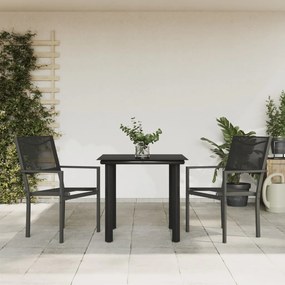 vidaXL Σετ Τραπεζαρίας Κήπου 3 Τεμαχίων Μαύρο από Ατσάλι &amp; Textilene