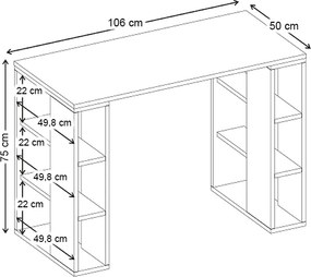 Γραφείο εργασίας Colmar Megapap χρώμα ανθρακί - λευκό 106x50x75εκ.