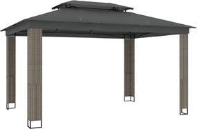 vidaXL Κιόσκι με Διπλή Οροφή Ανθρακί 3,94x2,96 μ. Ατσάλινο