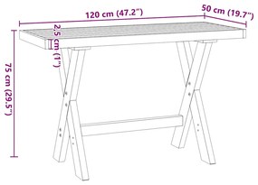 Γραφείο NOAIN με πόδια σχήματος X 120x50x75 cm μασίφ ξύλο πεύκο - Καφέ