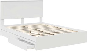 vidaXL Κρεβάτι Αποθήκης Λευκό 160 x 200 cm Επεξεργασμένο ξύλο