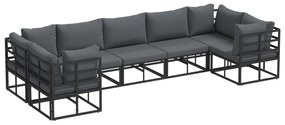 vidaXL Σετ Καναπέ Κήπου 7 pcs Μαύρο Αλουμίνιο