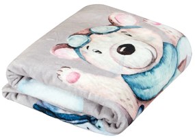 Κουβέρτα Fleece Λίκνου-Αγκαλιάς 80x110εκ. Essential 8851 Μπλε-Γκρι Greenwich Polo Club