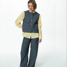 Αμάνικο τζιν γιλέκο με ίσια γραμμή και ρίγες