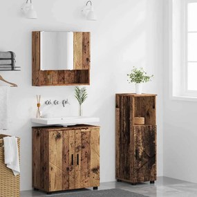vidaXL Σετ Επίπλων Μπάνιου με πόρτα 3 pcs Παλαιό ξύλο 61 x 35 x 64 εκ.
