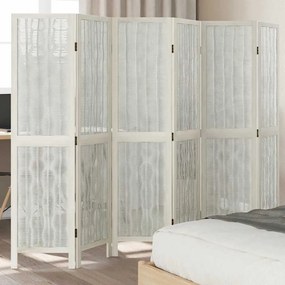 vidaXL Διαχωριστικό Χώρου με 6 Πάνελ Λευκό από Μασίφ Ξύλο Παυλώνιας