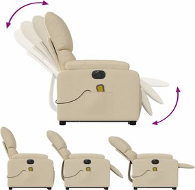 vidaXL Πολυθρόνα Μασάζ Ηλεκ. Ανακλινόμενη με Ανύψωση Κρεμ Υφασμάτινη