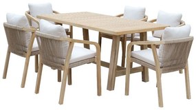 Τραπεζαρία Malibu 228-000015 (Σετ 7τμχ) 170x90x75,5cm Natural-Beige 6 Θέσεων