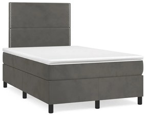 vidaXL Κρεβάτι Boxspring με Στρώμα Σκούρο Γκρι 120x200 εκ. Βελούδινο