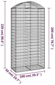 vidaXL Συρματοκιβώτιο Τοξωτό 100x50x200/220εκ. από Γαλβανισμένο Χάλυβα