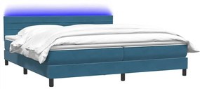 vidaXL Κρεβάτι Boxspring με Στρώμα Σκούρο Μπλε 200x220 εκ. Βελούδινο