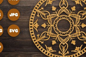 Intra απο ξύλο plywood 3mm-4mm πάχος Τρισδιάστατα κυκλικά Mandala για Cricut Δίασταση 30x30 cm INTRAFABR-74381012