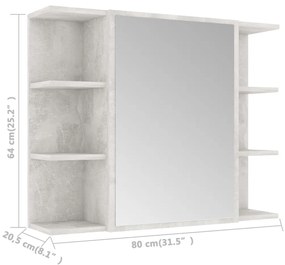 Καθρέφτης Μπάνιου Γκρι Σκυροδέματος 80x20,5x64 εκ. Επεξ. Ξύλο - Γκρι