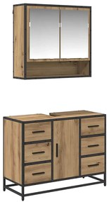 vidaXL Σετ Επίπλων Μπάνιου με ράφι 2 pcs artisan δρυς 80 x 33 x 60 εκ
