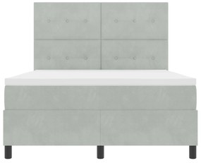 vidaXL Κρεβάτι με Στρώμα Light Grey 140x190 εκ. Βελούδο