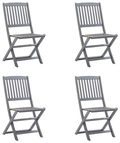 Καρέκλες Εξωτ. Χώρου Πτυσ. 4 τεμ Μασίφ Ξύλο Ακακίας &amp; Μαξιλάρια - Πράσινο