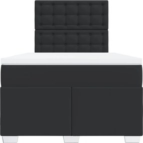 vidaXL Κρεβάτι Boxspring με Στρώμα Μαύρο 120 x 200 εκ. Συνθετικό Δέρμα