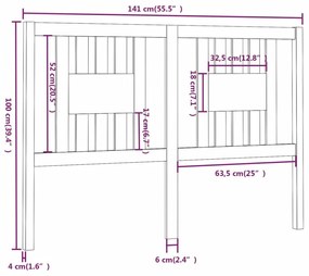 Κεφαλάρι Λευκό 141 x 4 x 100 εκ. Μασίφ Ξύλο Πεύκου - Λευκό