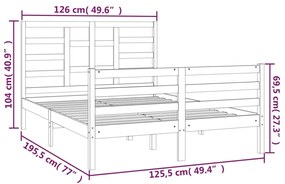 Πλαίσιο Κρεβατιού Μελί 120x190 εκ. Μασίφ Ξύλο Small Double - Καφέ