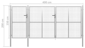 vidaXL Πόρτα Περίφραξης Κήπου Ασημί 400 x 150 εκ. Ατσάλινη