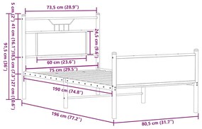 ΠΛΑΙΣΙΟ ΚΡΕΒΑΤΙΟΥ ΧΩΡ. ΣΤΡΩΜΑ SONOMA ΔΡΥΣ 75X190ΕΚ ΕΠΕΞ. ΞΥΛΟ 4106970