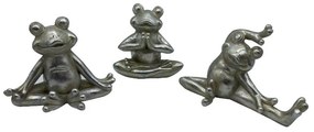 Διακοσμητικοί Βάτραχοι Froggies 2 021864 (Σετ 3τμχ) S:13,3x7,8x10,5 M:10,8x7x11 L:16,3x7,5x10,8 Silver Polyresin