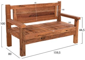 ΠΑΓΚΑΚΙ 3ΘΕΣΙΟ THREEWAY  ΑΝΑΚΥΚΛΩΜΕΝΑ ΞΥΛΑ ΜΙΧ 159,5x80x100Υεκ.