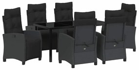 vidaXL Σέτ φαγητού για κήπο 7 pcs Μαύρο συνθετικό ρατάν
