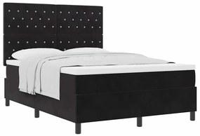 vidaXL Κρεβάτι με ελατήρια με στρώμα Μαύρο 140 x 190 cm Βελούδο