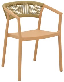 Πολυθρόνα Sillia pakoworld στοιβαζόμενη pp cappuccino απόχρωση με μπεζ rattan 55x52x74.5εκ