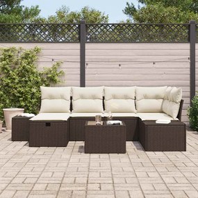 vidaXL Σετ Καναπέ Κήπου 7 pcs Καφέ 55 x 62 x 69 εκ Πολυ ράταν