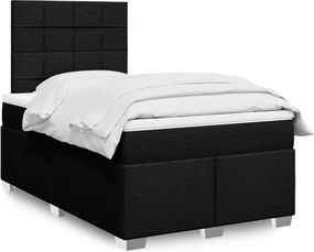 vidaXL Κρεβάτι Boxspring με Στρώμα Μαύρο 120x200 εκ. Υφασμάτινο