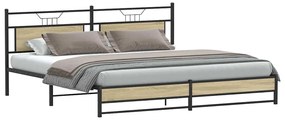vidaXL Σκελετός Κρεβ. Χωρίς Στρώμα Sonoma Δρυς 193x201 εκ. Μεταλλικό