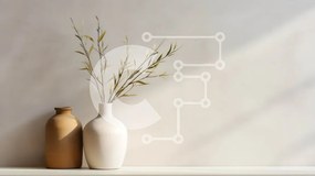 Intra Συλλεκτικό Ξύλινο Παζλ Plywood 4mm - Λευκά βάζα με μίσχο μπαμπού στο ράφι Σε Ξύλινο Κουτί - Διαστάσεις Puzzle: 10x10 cm – 25 κομμάτια