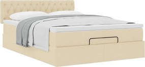 vidaXL Οθωμανικό κρεβάτι με στρώμα Cream 140x190cm ύφασμα