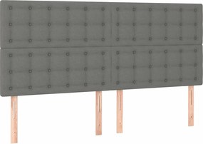 vidaXL Κρεβάτι Boxspring με Στρώμα &amp; LED Σκ.Γκρι 200x200εκ. Υφασμάτινο