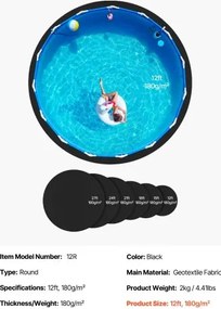 VEVOR 12ft Round Pool Liner Pad for Above Ground Pools Heavy Duty Pool Mat