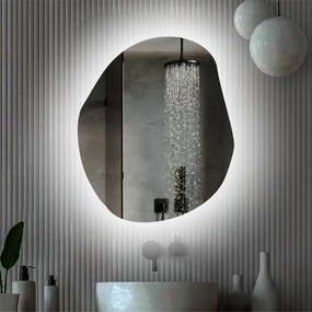Stewehome Οβάλ Ασύμμετρος Καθρέφτης Μπάνιου με LED Φωτισμό λευκό 62x77 cm
