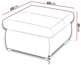 Σκαμπό σαλονιού Comfivo 122, Άσπρο, 39x60x60cm, Ταπισερί, Πόδια: Μέταλλο | Epipla1.gr