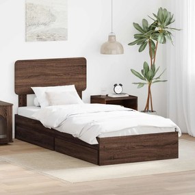 vidaXL Κρεβάτι Αποθήκης Καφέ δρυς 100 x 200 cm Επεξεργασμένο ξύλο