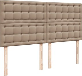 vidaXL Κρεβάτι Boxspring με Στρώμα Καπουτσίνο 200x200εκ.από Συνθ.Δέρμα