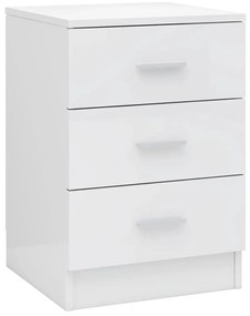 vidaXL Κομοδίνο Γυαλιστερό Λευκό 38 x 35 x 56 εκ. από Μοριοσανίδα