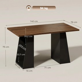 Γραφείο με 4 ανοιχτά ράφια, industrial design, 140 cm, καφέ-μαύρο