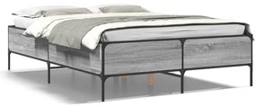 vidaXL Πλαίσιο Κρεβατιού Γκρι Sonoma 140x200 εκ. Επεξ. Ξύλο & Μέταλλο